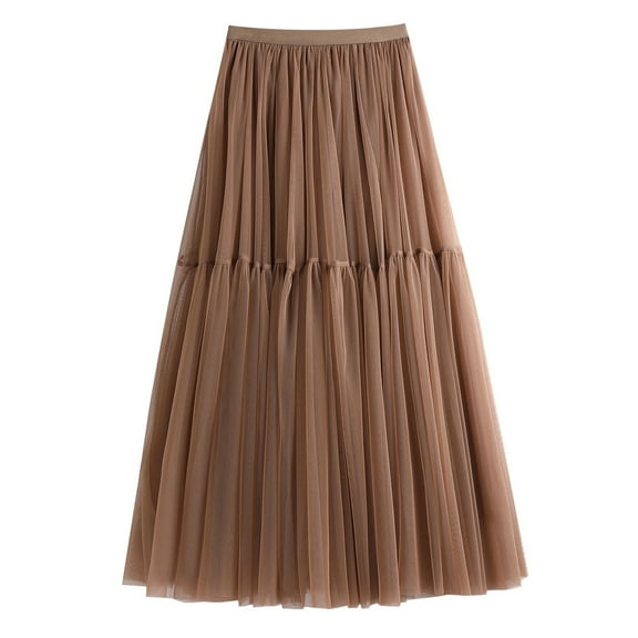 Landzoo Autumn And Winter Skirt Female Half Swing Long Skirt High Waist Cake Mesh Comfortable Casual Women's Skirt