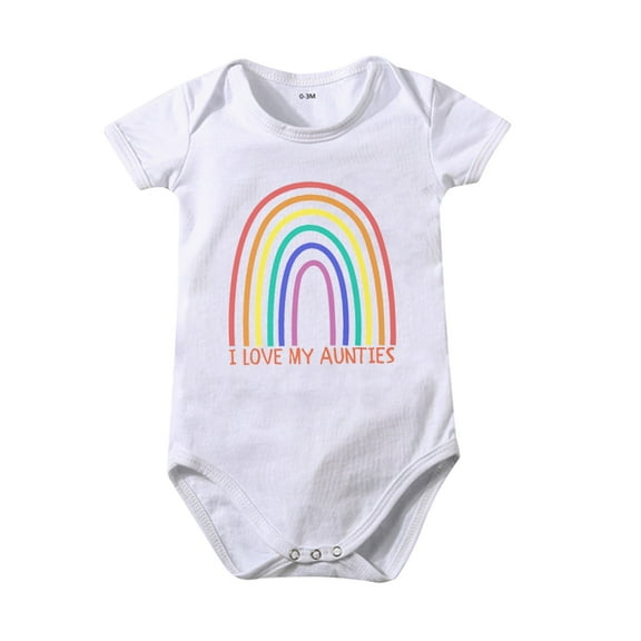 Landzoo Baby Clothing Toddler Clothes Rainbow Print I LOVE MY ANTIES Baby Playsuit For 0 To 24 Months Baby Breathable Cute Girls Bodysuits