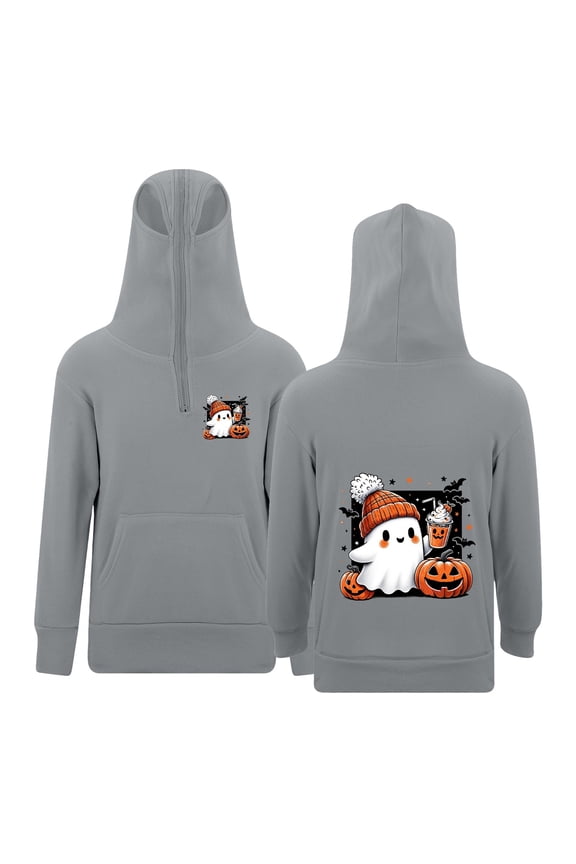 Big Boys Girls Helloween Shirts Tiny Ghost Graphic Long Sleeve Hooded Fall Season T-Shirt Kid Boys Girls Cozy Hoodies Size 9-10 Years Grey