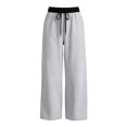 thumbnail image 1 of Landzoo Big Girls Back To School Trousers Solid Color Elastic Waist With Pockets And Drawstring Fall Comfortable Girls Athletic Pants Size 11-12 Years, 1 of 5