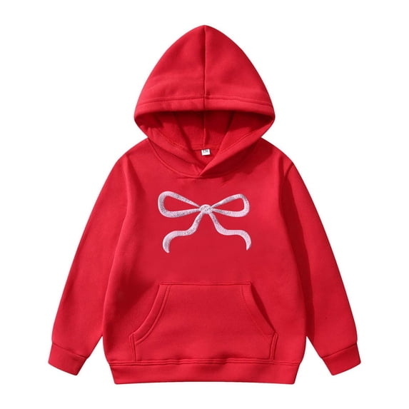 Landzoo Big Girls Hoodies Bowknot Print Long Sleeve Fall Winter Loose Fit Sweatshirts For Girls Size 13-14 Years