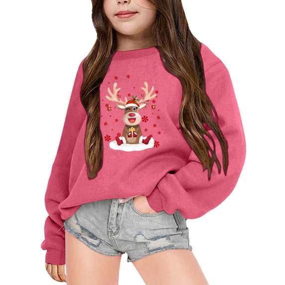 Landzoo Big Girls Sweatshirt Graphic Print Long Sleeve Crew Neck Fall Winter Warm Sweatshirts For Girls Size 9-10 Years