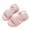 thumbnail image 1 of Landzoo Big Kids Girl Sandals Summer Pearl Roman Shoes Flat Bottomed Non Daily With Dress Shoes Soft Breathable Children Choes, 1 of 9