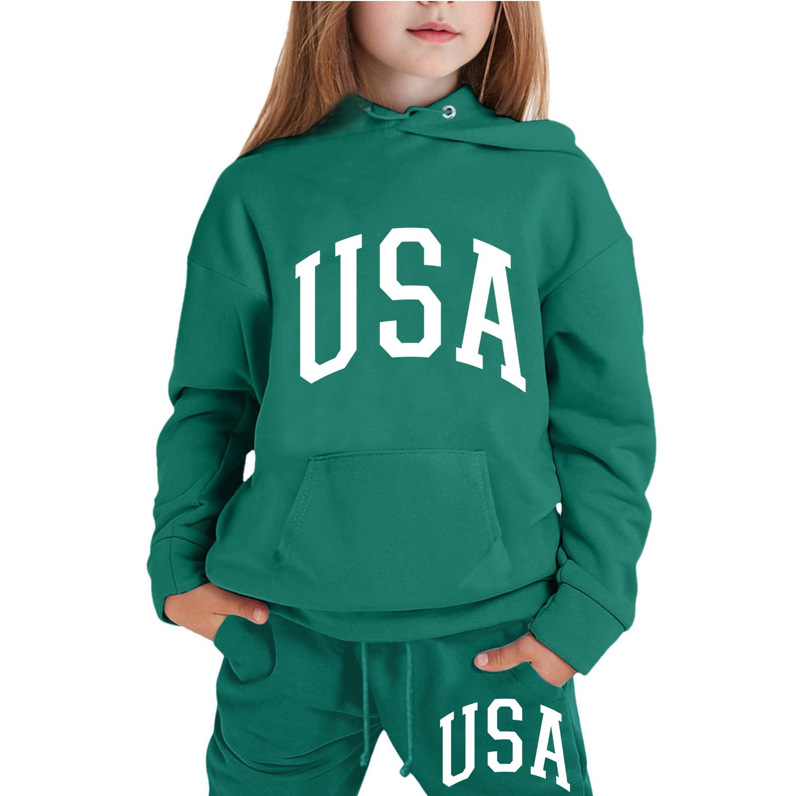 SweatyRocks Girls 2-Piece Outfit Set - Long Sleeve Graphic Hoodie And Pants Coordinated Set