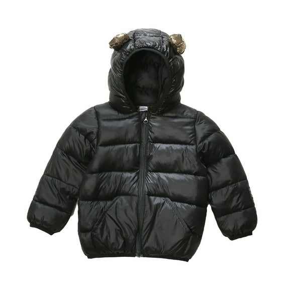 Landzoo Children's Cottonjacket With Black And Gold Ears Hooded Jacket For Boys And Girls Toddler Outerwear Windproof Warm Coat