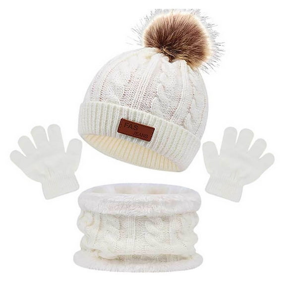 Landzoo Children's Hats Scarves Gloves Three Piece Autumn And Winter New Warm Baby Hats Warm Fashionable Adult Scarf Hat Glove Set
