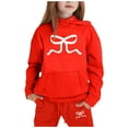 thumbnail image 1 of Landzoo Children's Hoodie Set With Bow Print Beautiful Warm Girls Clothing Sets, 1 of 4