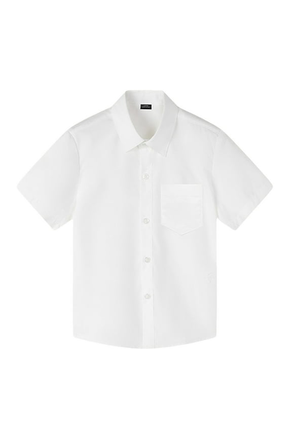 Children's Short Sleeved Boys Summer Short Sleeved White Shirt Watch Performance Clothes Pure White Shirt Cozy Stylish Baby Shirt