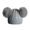 thumbnail image 1 of Landzoo Childrens Baby Knitting Wool Hemming Hat Keep Warm Winter Hiarball Ball Cap, 1 of 2