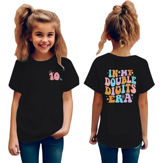 Landzoo In My Double Digits Birthday Girl Shirt Year Old 10th Birthday Girls T Shirt Girls Ten Birthday Party Tee Tops Breathable Cozy Beautiful Children Shirts