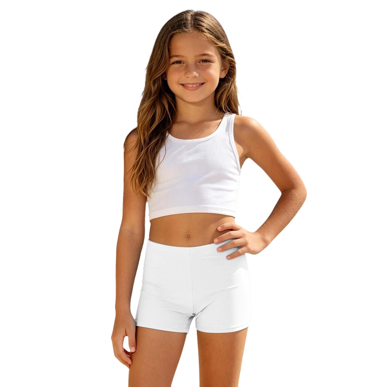 Landzoo Girls 2 Piece Swimsuit Solid Color Sleeveless Crew Neck