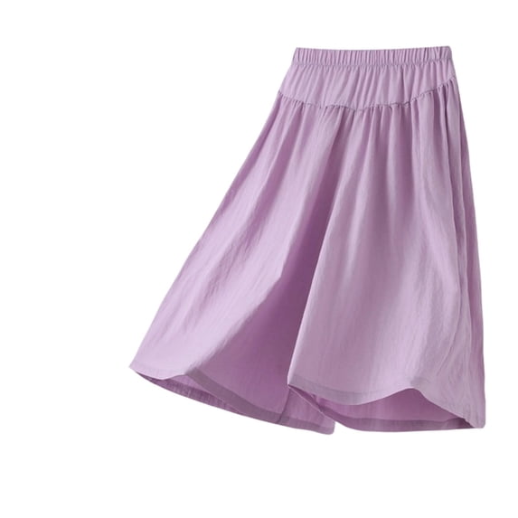 Landzoo Girls Pants Solid Color Elastic Waist Summer Cozy Soft Pants Size 9-10 Years Purple