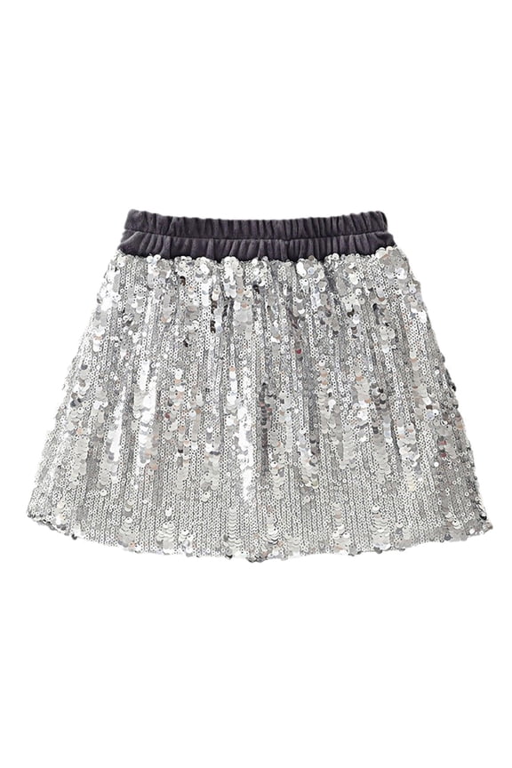 Girls Skirts Sequins Elastic Waist A-Line Summer Cozy Soft Toddler Kids Girls Flutter Skirt Size 18-24 Months White