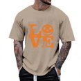 thumbnail image 1 of Landzoo Halloween Men'S Shirts Pumpkin Print Short Sleeve Crew Neck T-Shirt Party Loose Fit Men Tops Size L Khaki, 1 of 4