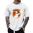thumbnail image 1 of Landzoo Halloween T Shirt For Men Ghost Print Short Sleeve Crew Neck Shirt Party Cozy Soft Men Tees Size 2XL White, 1 of 4