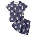 thumbnail image 1 of Landzoo Halloween Toddler Girls Outfit Set Cute Ghost Print Short Sleeve Crew Neck Tops With Shorts Outfit Girls Fall Season Soft Set Size 4-5 Years Purple, 1 of 2