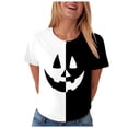 thumbnail image 1 of Landzoo Halloween Women'S Shirts Colorblock Short Sleeve Round Neck T-Shirt Party Loose Fit Women Tops Size L White, 1 of 7