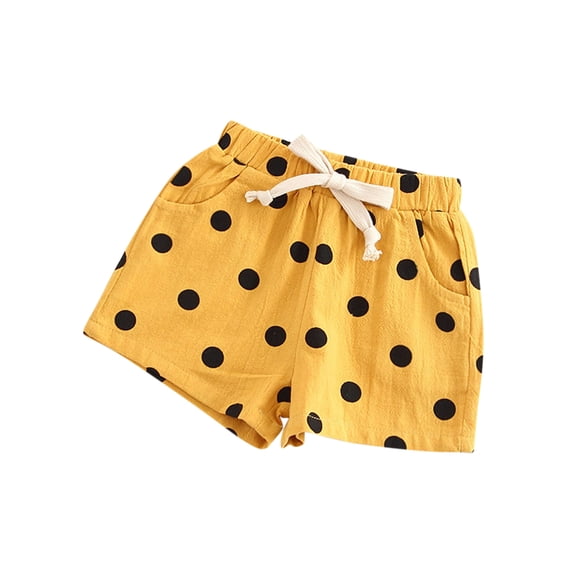 Landzoo Kids Boys Girls Shorts Polka Dot Elastic Waist With Pockets And Drawstring Summer Quick Dry Casual Toddler Girls Shorts Size 4-5 Years Yellow