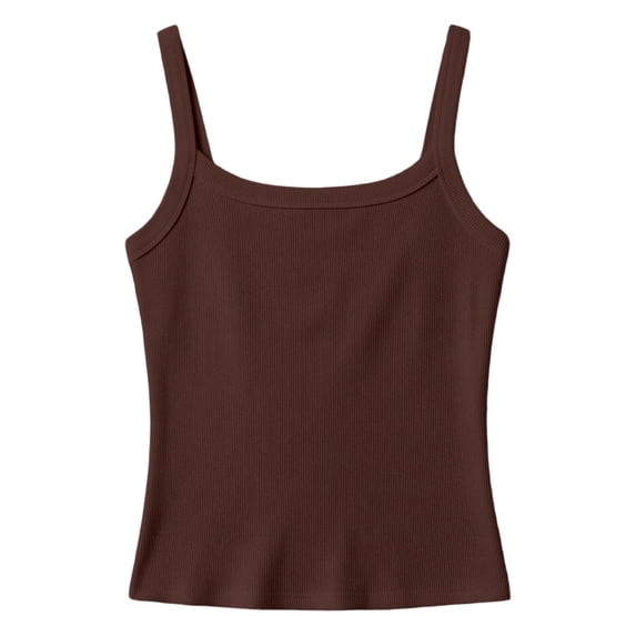 Landzoo Kids Boys Girls Tees Solid Color Sleeveless Square Collar T Shirt Summer Quick Dry Toddler Girls Shirt Size 9-10 Years Coffee
