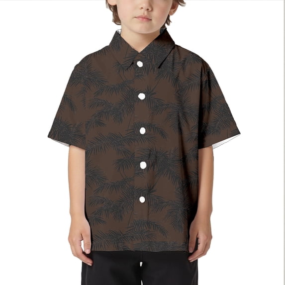 Landzoo Kids Boys Tops Floral Print Short Sleeve Notch Neck Shirt Summer Comfortable Toddler Boys T-Shirt Size 3-4 Years Brown