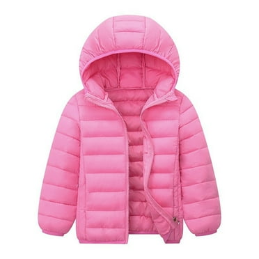 Landzoo Kids Girls Boys Puffer Jacket, Winter Coat Hooded Solid Color Toddler Outerwear Windproof Warm Coat