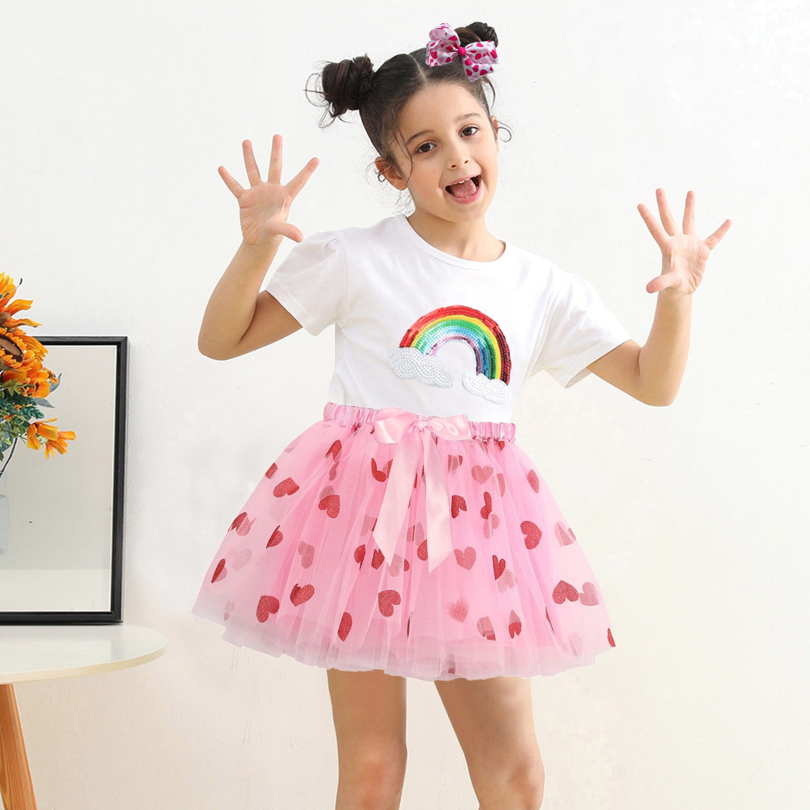landzoo-kids-girls-dance-party-cartoon-skirt-ballet-skirts-hairclip-set