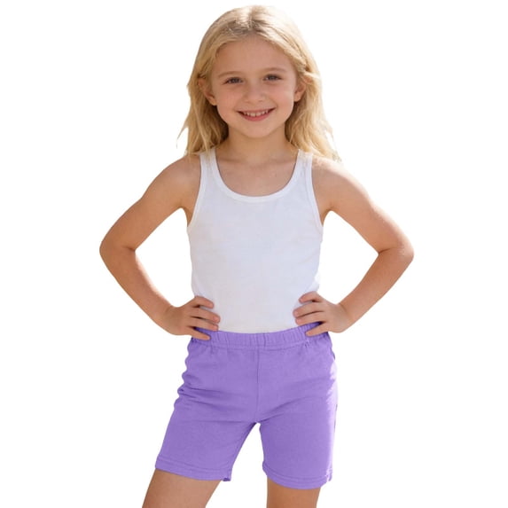 Landzoo Kids Girls Shorts Solid Color Elastic Waist Lightweight Summer Comfortable Girls Active Shorts Size 3-4 Years Purple