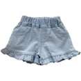 thumbnail image 1 of Landzoo Kids Girls Shorts Solid Color Elastic Waist With Flutter Summer Comfortable Girls Denim Shorts Size 18-24 Months Sky Blue, 1 of 3