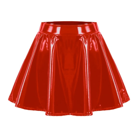 Landzoo Ladies Glossy Pleated Short Skirt Large Size Performance Skirt Skirt Comfortable Casual Women's Skirt
