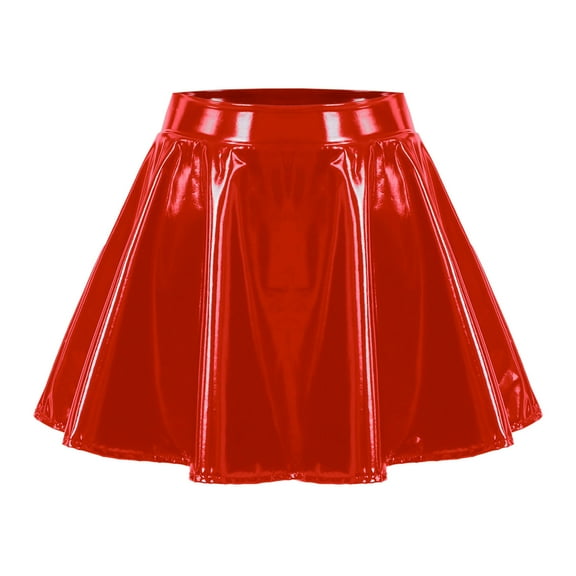 Landzoo Ladies Glossy Pleated Short Skirt Large Size Performance Skirt Skirt Comfortable Casual Women's Skirt