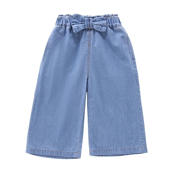 Landzoo Little Girls Denim Pants Wide Leg Jeans Lightweight Breathable Fall Casual Kid Girls Baggy Trousers