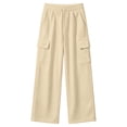 thumbnail image 1 of Landzoo Little Girls Outdoor Athletic Pants Straight Leg With Pockets And Drawstring Fall Casual Kid Girls Baggy Trousers, 1 of 6