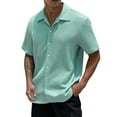 thumbnail image 1 of Landzoo Men Fashion Casual Top Shirt Simple Comfortable Solid Color Button Shirt Top Short Sleeve Top Stylish Leisure Handsome Men's Shirt, 1 of 4