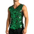 thumbnail image 1 of Landzoo Men'S Tank Tops Sequins Sleeveless V-Neck Undershirt Summer Casual Men Vest Size XL Green, 1 of 6