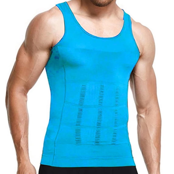 Landzoo Men'S Tank Tops Solid Color Sleeveless Crew Neck Undershirt Summer Quick Dry Men Vest Size S Blue