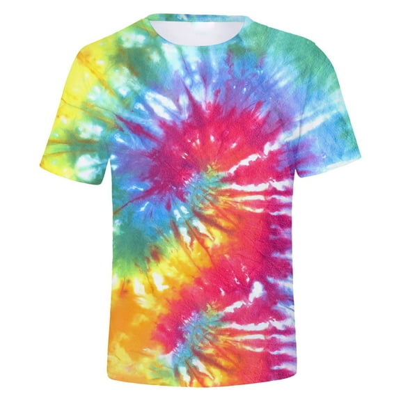 Landzoo Men'S Tie Dye Digital Print 3d Short Sleeve T Shirt Summer Casual Short Sleeve T Shirt Cozy Loose Men's Tops