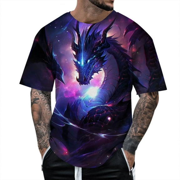 Landzoo Men's Dragon T Shirt Summer Short Sleeve T Shirt Top Animal Themed Shirt Graphic Shirt Cozy Loose Men's Tops