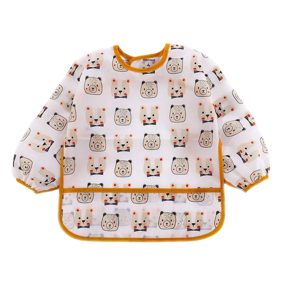 Landzoo One Baby Boys Girls Long For Cartoon Sleeved Toddler Sleeve Soft Bibs Baby Care Cute Breathable Practical 12-24 Months