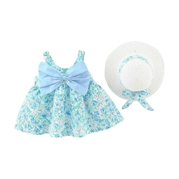 Landzoo One Baby Girls Kids Clothes Summer Toddler Floral Ruched Sleeveless Dresses Girls Dress Casual Stylish Cozy Girl's Dress 3-4 Years