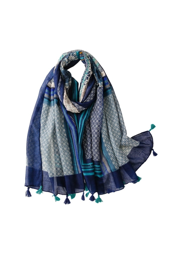 Bohemian Printed Lightweight Fashion Scarf For Floral Design Soft Breathable Shawl Wrap Cozy Stylish Basic Silk Scarves