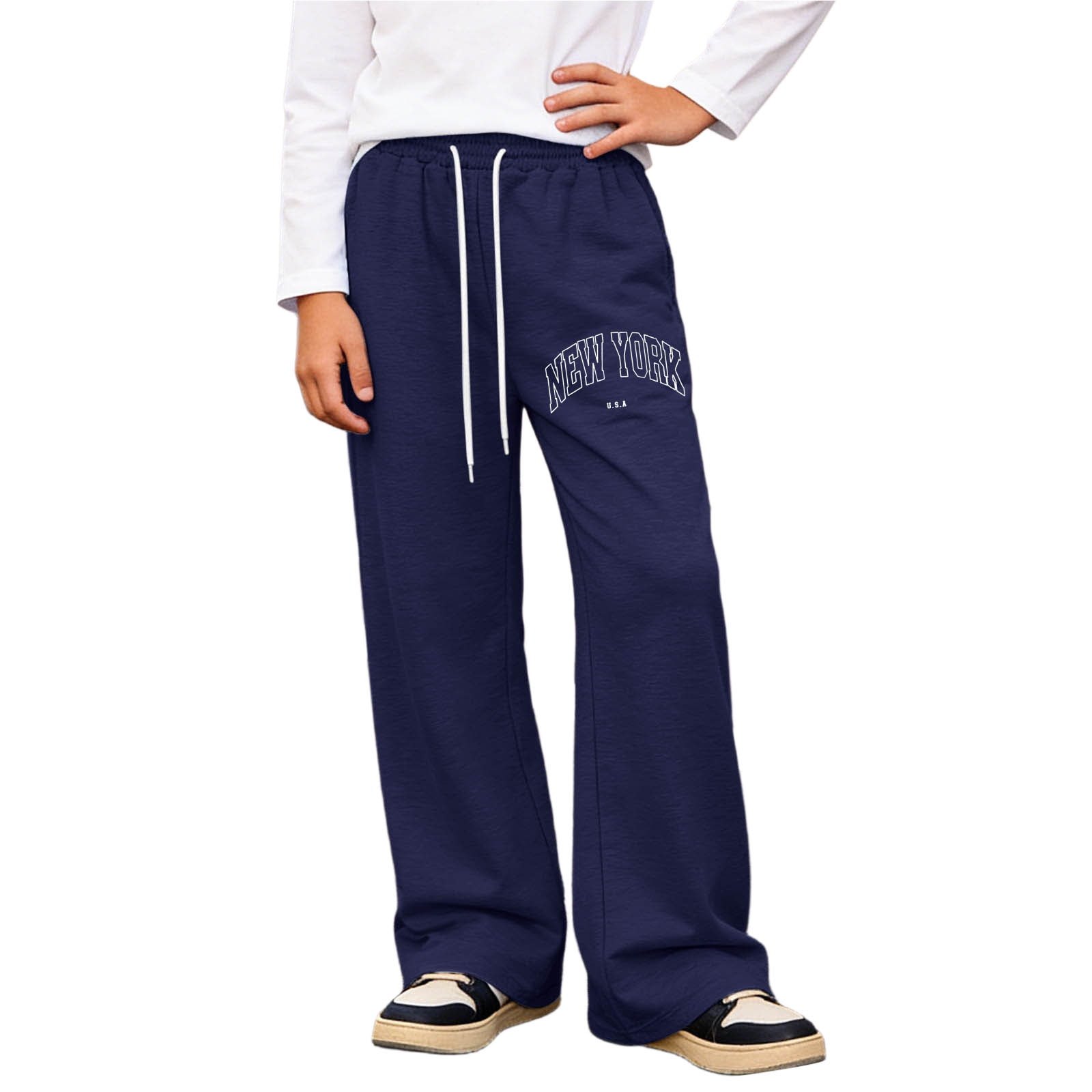 Landzoo One Boy's Letter Graphic Wide Leg Sweatpants Baggy Pants ...