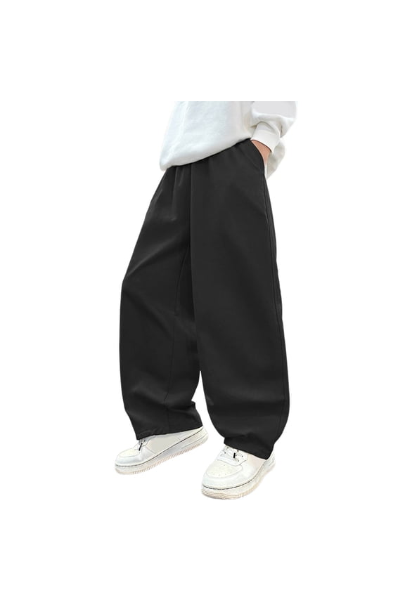 Boys Cargo Pants Fashion Casual Wide Leg Trousers Kids Outdoor Fall Comfortable Loose Fit Youth Joggers Cozy Breathable Toddler Pants 5-6 Years