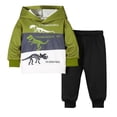 thumbnail image 1 of Landzoo One Boys Hooded Dinosaur Print Long Sleeve Top And Pants Two Piece Outfit For Toddler Winter Fall Cozy Stylish Boyâs Outfit Set 9-12 Months, 1 of 8