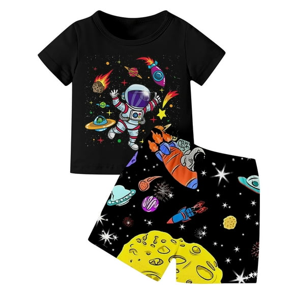 Landzoo One Boys Outfits Set Stylish Printed Short Sleeve And Shorts Set For Age 2-12 Casual And Comfortable Design For Children Cozy Stylish Boy’s Outfit Set 5-6 Years