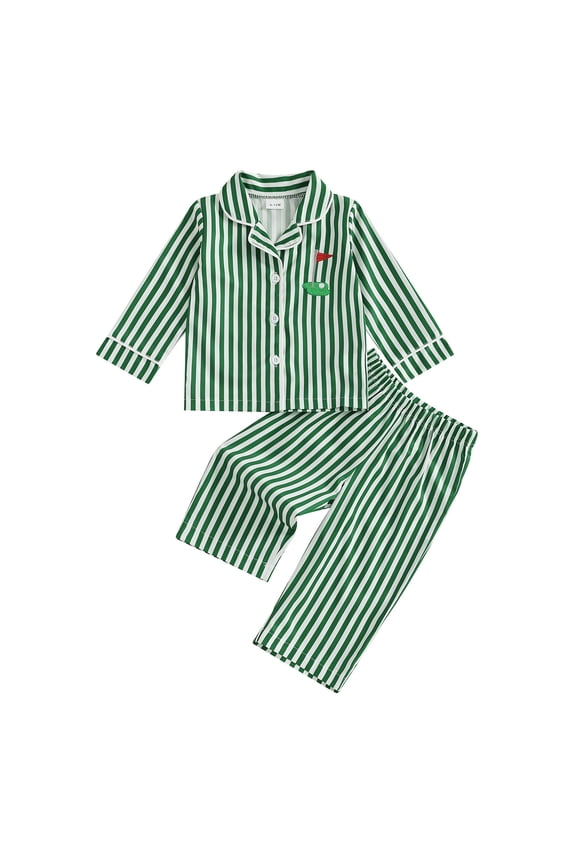 Boys Pajama Long Sleeve Striped Cardigan And Pants Comfy Loungewear For Kids Soft Casual Outfits Home Wear Cute Cozy Children Dailywear 3-4 Years