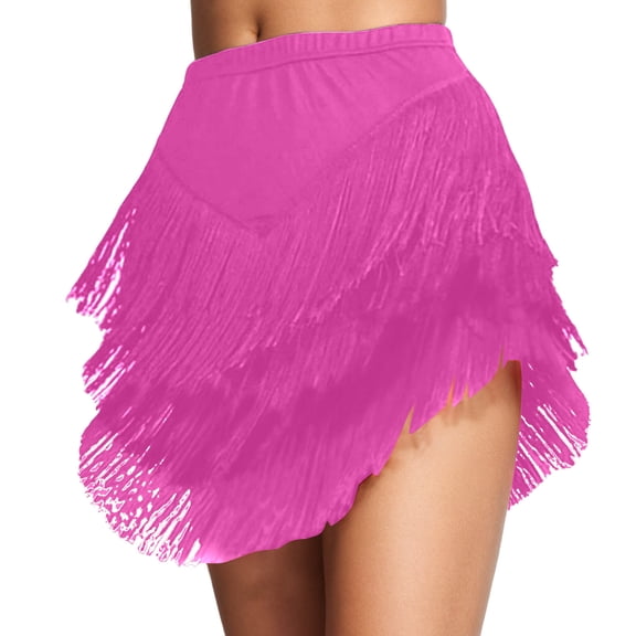 Landzoo One Carnival Flowy Fringe Asymmetrical Hem Boho Skirt With Tassel Details For Casual Outfit And Party Wear Beautiful Cozy Women's Dress