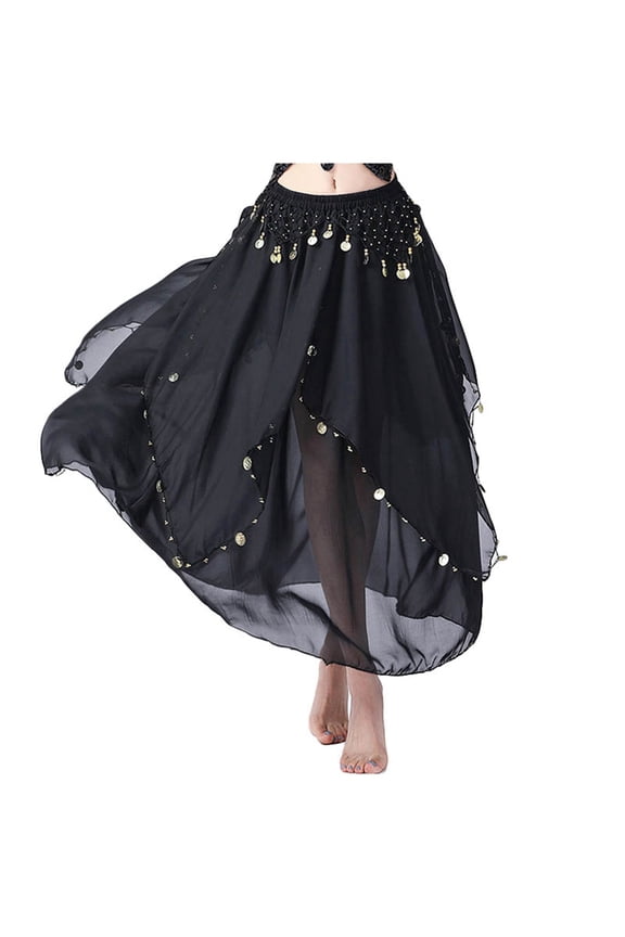 Chiffon Belly Dance Skirt With | Dance Half Skirt | Stage Performance | Flowing A Line Dancewear Elegant Beautiful Casual Women's Dress