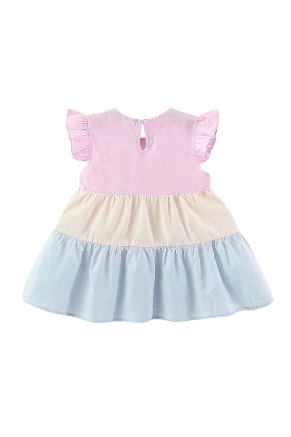 Children's Dress With Floral Flying Sleeves Summer Sweet Dress For Toddlers 1-4 Years Old Beautiful Casual Cozy Girl's Dress 2Y