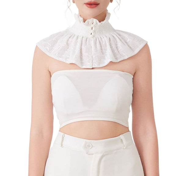 Landzoo One Detachable Layered Collar Elegant Ruffled Lace Choker Neck Piece For Gothic Soft Stylish Basic Detachable Collar