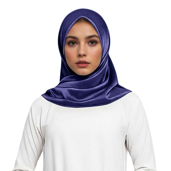 Landzoo One Elegant Satin Muslim Head Scarf Square Soft Hijab Wrap For Fashionable Hair Band Neck Cover Cozy Stylish Basic Heardband